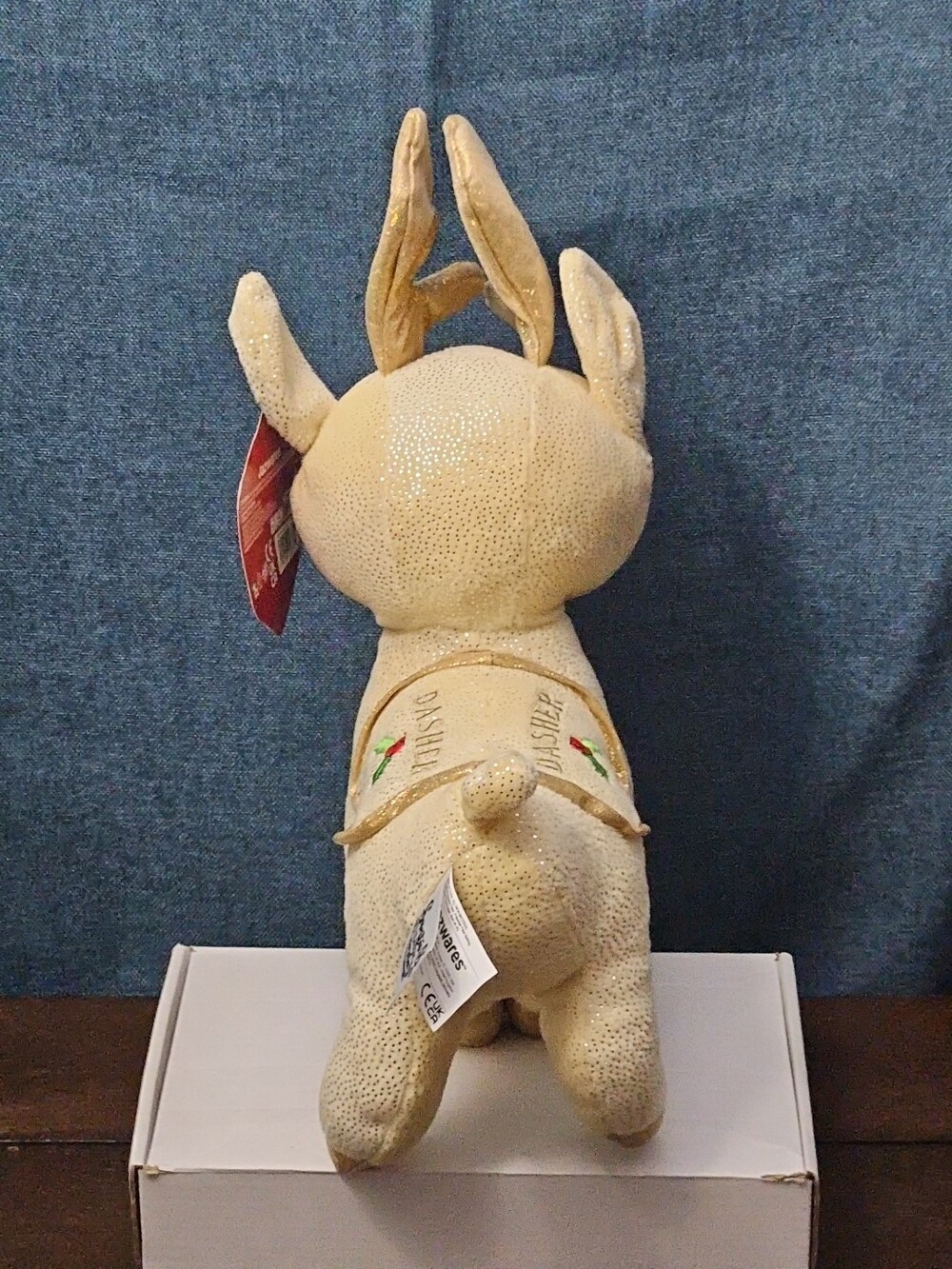 Sugar Loaf Santa’s Classic Reindeer | DASHER White Gold Sparkle Plush | Rare - Picture 5 of 16